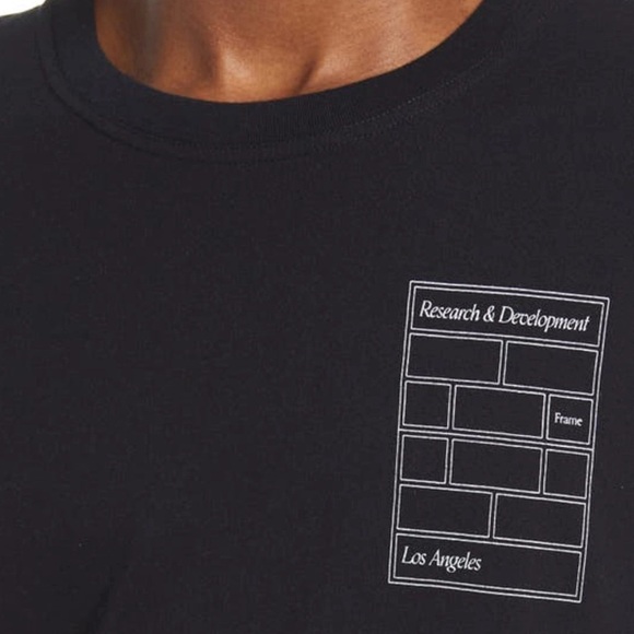 NWT. FRAME Research & Development Long Sleeve Tee Shirt in Noir Black Size Large - Picture 2 of 13